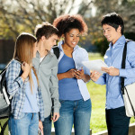 Students Discussing In Campus
