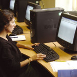 working with computer